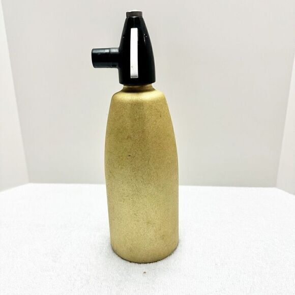 Vintage MCM Gold Seltzer Soda Siphon - Picture 3 of 10